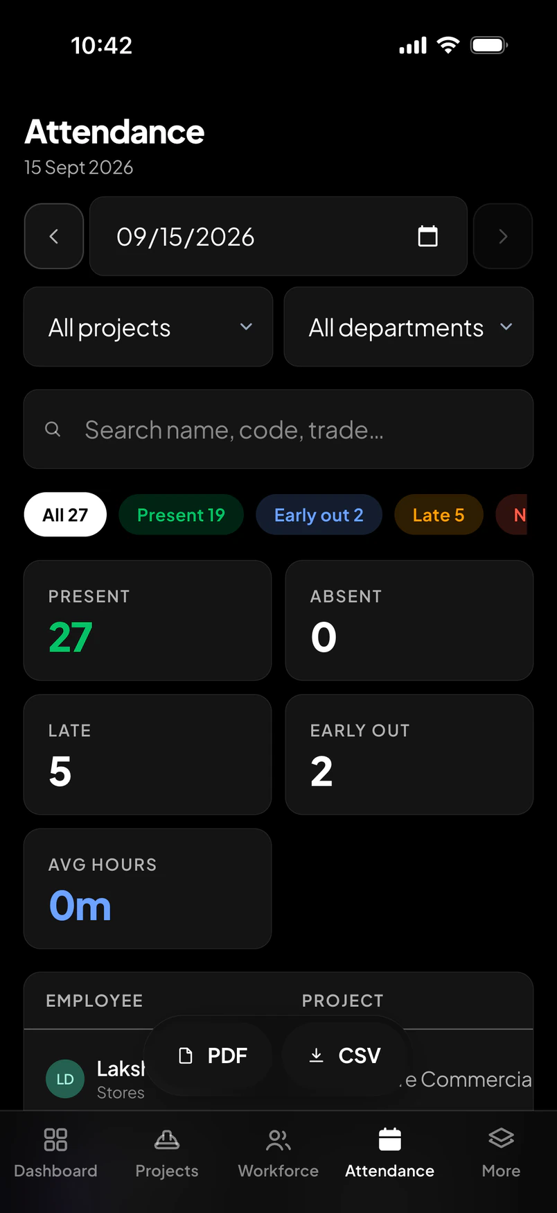 Attendance — Workfence app
